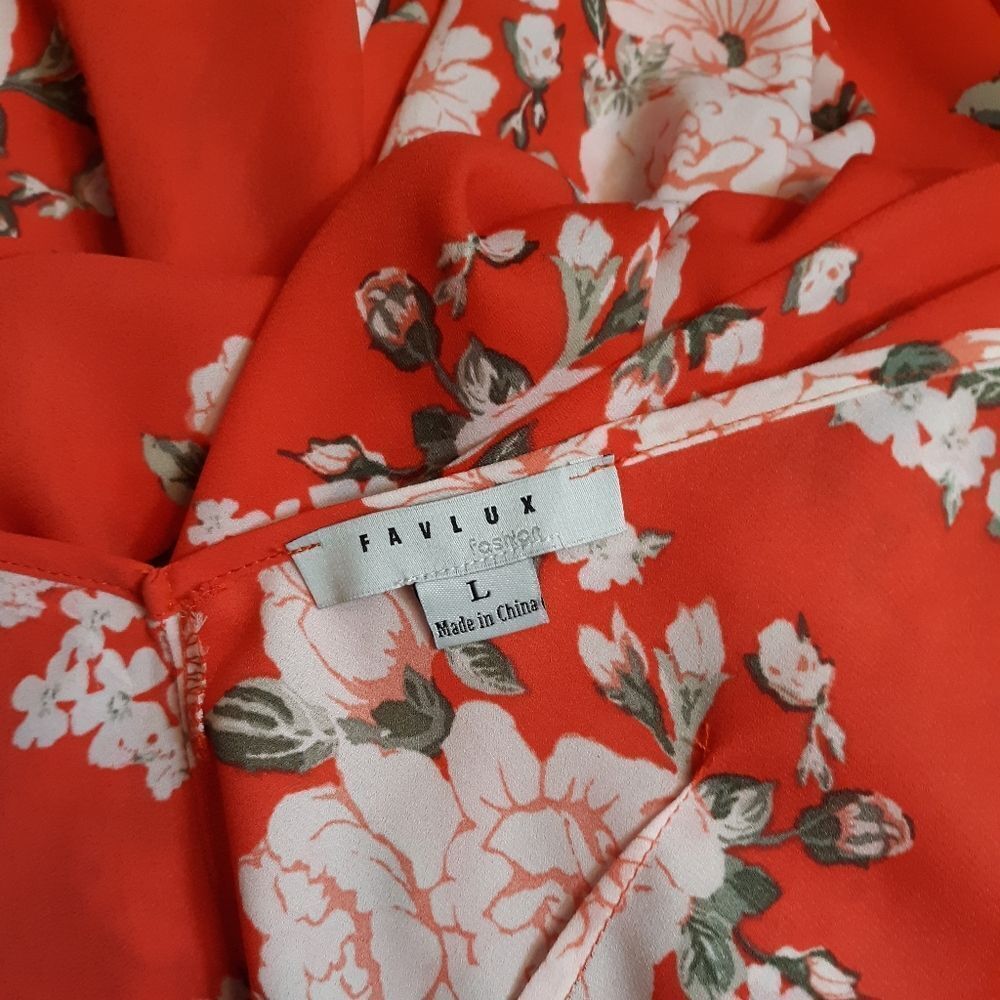 Favlux Fashion red floral cold shoulder dress - Picture 3 of 7